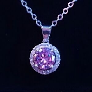 Moissanite Sakura Pink Pendant Necklace #19